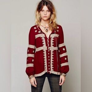 Free People Iris Boho Peasant Top